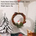 Small rattan Christmas wreath ornament with cute polar bear and pine cones decoration - Vine Christmas Wreath - Style B / Outer Diameter Approx 11cm