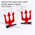 Barrettes à cheveux trident du diable rouge pour les costumes d'Halloween - Une Paire / Rouge