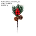 Plettro natalizio artificiale con bacche rosse, aghi di pino e pigne naturali decorative - Modello lungo / Cinque Bacche Due Pigne