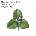 Artificial Christmas sprig with green leaves and silver berries for DIY decor - Silver
