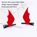 Red devil bat wing hair clips made of felt and metal for Halloween party accessory - Little Devil Bat Wing Shape / One Pair / Red