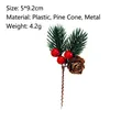 Artificial pine branch with red berries and pinecone for DIY Christmas gift decor - 2 Pine Needles with 3 Berries and 1 Pine Cone