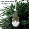 Handmade green knitted Christmas gnome ornament with white pompom beard hanging on tree - Knitted Ornament Style B (Green)