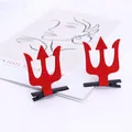 Barrettes à cheveux trident de diable rouge en feutre pour costumes d'Halloween - Pinces à Cheveux Trident Rouge / Une Paire