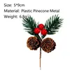 Artificial pine needle decoration with pine cones and red berries for DIY gifts. - 2 Pine Needles with 3 Berries and 2 Pine Cones