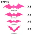 12-delige set roze 3D vleermuis muurstickers in verschillende maten voor Halloween decor - 12 stuks / Dieproze