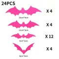 Set van 24 roze 3D-vleermuis muurstickers in vier formaten voor Halloween huisdecoratie - 24 Stuks / Dieproze