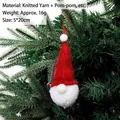 Festive red knitted Christmas gnome hanging ornament with fluffy white pom-pom beard - Knitted Ornament Style C (Red)