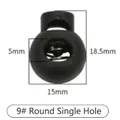 Black plastic round single hole spring cord lock toggle for pet Christmas hat elastic - Drawstring