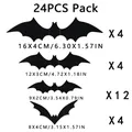 Set di 24 adesivi murali a forma di pipistrello 3D in PVC nero per decoro Halloween - 24 Pezzi / Nero