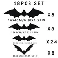 48 pezzi di adesivi 3D a forma di pipistrello in PVC nero per decori Halloween - 48 Pezzi/Confezione / Nero