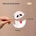 Small Halloween wooden ghost clip hair accessory with 5.57cm height measurement - White Ghost / S / Small White Ghost