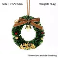 Mini Christmas wreath hanging ornament featuring a golden bell and brown bow for holiday decor - Lanyard Model B / 1 Piece