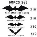 Set completo da 60 pezzi di adesivi murali pipistrello 3D in PVC nero per Halloween - Set da 60 / Nero