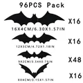 96 stuks 3D vleermuis muurstickers in vier maten voor Halloween decor - 96 Stuks / Zwart