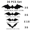 Set van 36 zwarte 3D Halloween vleermuisstickers in vier verschillende maten PVC - Set van 36 / Zwart