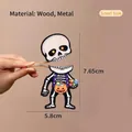 Halloween wooden skeleton clip with pumpkin and candy details, small size variant - Candy Skeleton / S / Small Skeleton with Candy