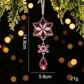 Gefacetteerde roze acryl sneeuwvlok hanger met kristallen druppels voor kerstboom decoratie - Roze Stijl 1