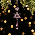 Roze acryl sneeuwvlok en ijspegel kerstboomversiering Model 2, 18x5,8cm hangende decor - Roze Stijl 2