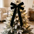 Handmade elegant dark green velvet Christmas tree bow topper ornament décor 24x13cm - Double Ear Bow / Dark Green