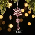 Roze acryl ster en sneeuwvlok kerstboom ornament hanger, afmetingen 5,8x14cm - Roze Stijl 4
