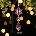 Roze acryl sneeuwvlok kerstornament met gefacetteerd kristal prisma, 14 cm lengte - Roze Stijl 5