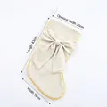 Elegant beige Christmas stocking with oversized bow and yellow trim, size 43x28cm. - Velvet Bowknot-White