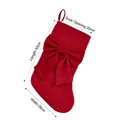 Large red Christmas stocking with decorative bow showing size dimensions 43x28cm. - Velvet Bowknot-Wine Red