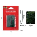 Lot de 100 crochets de sapin de Noël en métal vert dans une boîte blister rouge - Forme C Grand (100 Pcs) / Vert