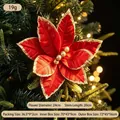 Fiore di Poinsettia natalizio artificiale rosso e oro per decorazione, diametro 24 cm - Modello 5