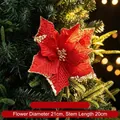 Elegante fiore di stella di Natale artificiale rosso con bordi glitterati dorati per albero - Modello 6