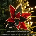 Grande fiore di Natale artificiale decorativo rosso e verde con bordi dorati - Stile 7