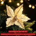 Fiore di poinsettia natalizio artificiale dorato da 21cm per decorazioni dell'albero - Stile 11