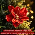 Fiore di stella di Natale artificiale rosso e oro di lusso per decorare l'albero - Stile 12