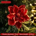 Grande fiore di Natale in velluto rosso con glitter per decorare l'albero di Natale. - Stile 13