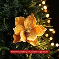 Grande fiore di Natale dorato in velluto per albero, diametro 21 cm - Stile 15
