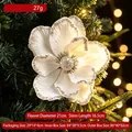Fiore decorativo per albero di Natale bianco con glitter dorati e diametro di 21 cm - Stile 16