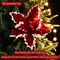 Fiore di stella di Natale artificiale rosso con bordi innevati per albero, diametro 25cm - Stile 17