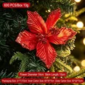 Fiore di Natale artificiale rosso con bordi glitterati per decorazione dell'albero - Stile 18