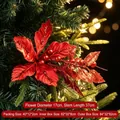 Fiore di Natale artificiale rosso glitterato con bacche rosse per l'albero di Natale - Stile 19
