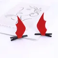 Barrettes à cheveux d'Halloween en feutre rouge cornes de diable pour accessoires - Pinces à Cheveux Cornes de Diable Rouge / Une Paire