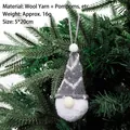 Grey knitted Christmas gnome ornament with white pom-pom beard hanging on pine tree branch - Knitted Ornament Style D (Grey)