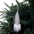 Ornement de gnome de Noël tricoté gris pour la décoration de sapin festive et cadeaux - Gris Grosse Maille