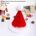Festliche rot-weiße Weihnachtsmütze aus Wabenpapier für die Party-Dekoration im Advent. - Durchmesser 20cm / Weihnachtsmütze