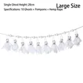 Large Halloween ghost garland with 10 fabric ghosts and white felt balls on hemp rope - L / 10 Pieces Pack