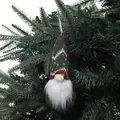 Ornement de poupée gnome de Noël sans visage vert fait main pour décoration de sapin - Texture vert foncé