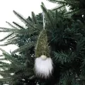 Décoration de Noël gnome vert faite main suspendue à une branche de sapin festive - Vert Olive Tricoté