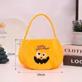Halloween Kürbis-Süßigkeitentüte aus Plüsch für Kinder, Abmessungen 14x12cm groß - Gelber Kürbis