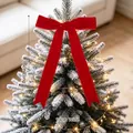 Small red velvet Christmas bow for tree decoration, 16cm length and 13cm width - Single Ear Bow / Red
