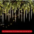 Juego de 12 adornos navideños de carámbanos transparentes colgando de ramas. - Estilo 3 (SDGJ068) / 12 Piezas/Pack (15cm) / Transparente